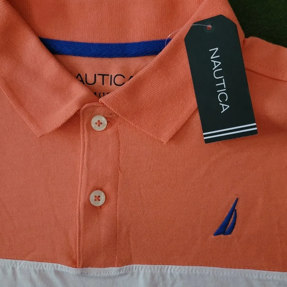NAUTICA BOYS m 10/12 LINCOLN STRIPE CHEST POLO nwt